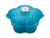 Le Creuset Cast Iron Flower Cocotte 20cm Teal Carribean