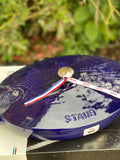 STAUB 33cm Dark Blue Fish Drawing Oval Cast Iron Cocotte