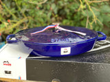 STAUB 33cm Dark Blue Fish Drawing Oval Cast Iron Cocotte