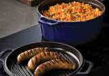 Staub Braiser 28cm cast iron multifunctional pot - Cast iron round pot + grill in dark blue
